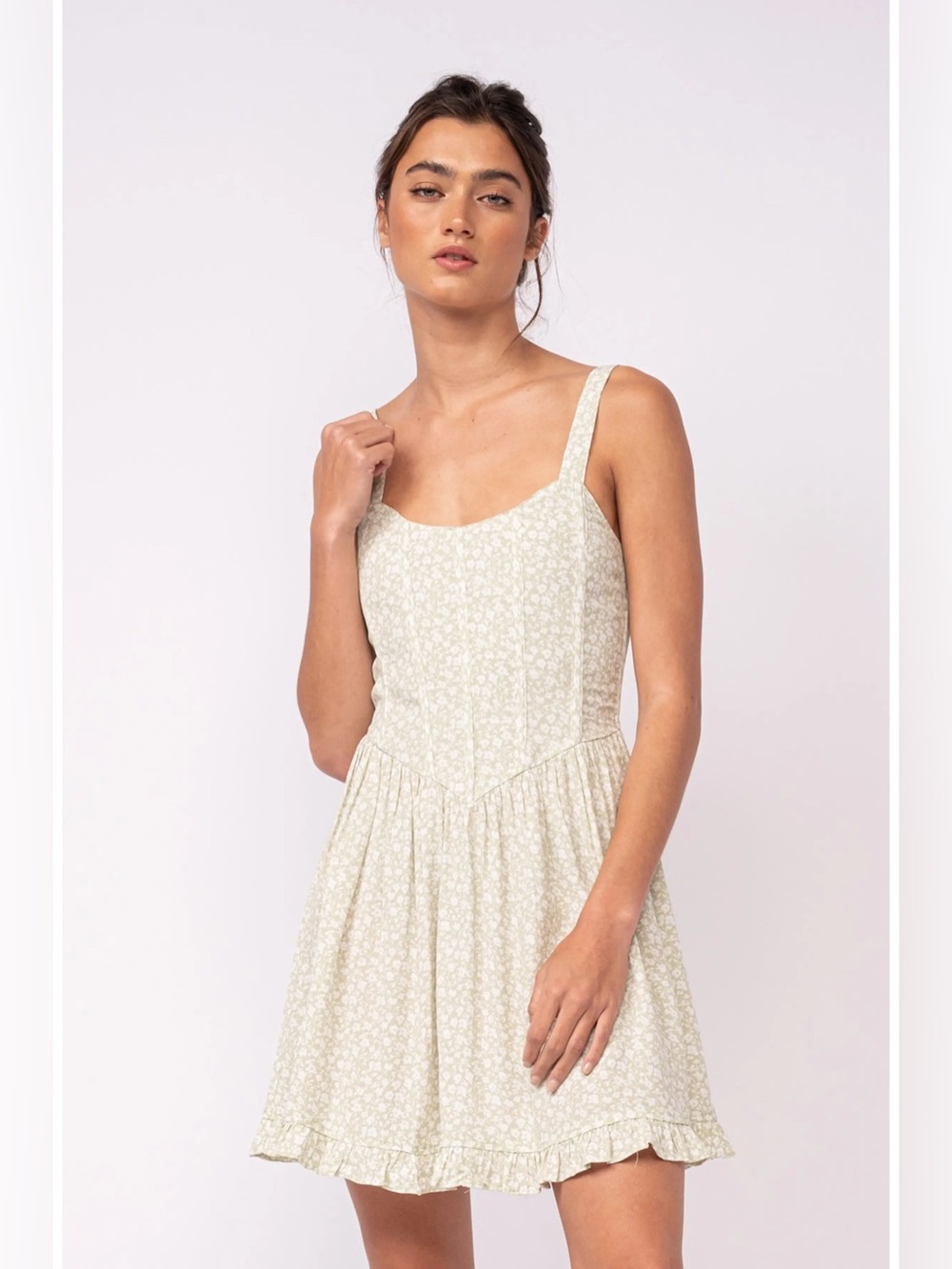 Sky to Moon Ditsy Floral Corset Fit & Flare Minidress